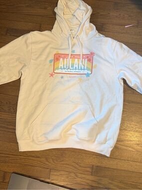 NWOT Disney Aulani Exclusive Rainbow License Plate Sweatshirt Pullover Hoodie L